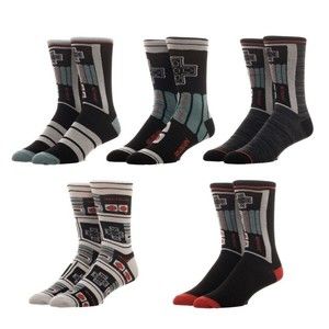 NINTENDO Entertainment System CONTROLLERS CASUAL CREW SOCKS 5 Pairs Gamer Gear
